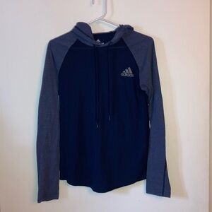 Adidas Ultimate 2.0 two tone blue long sleeve shirt with hood. Size S